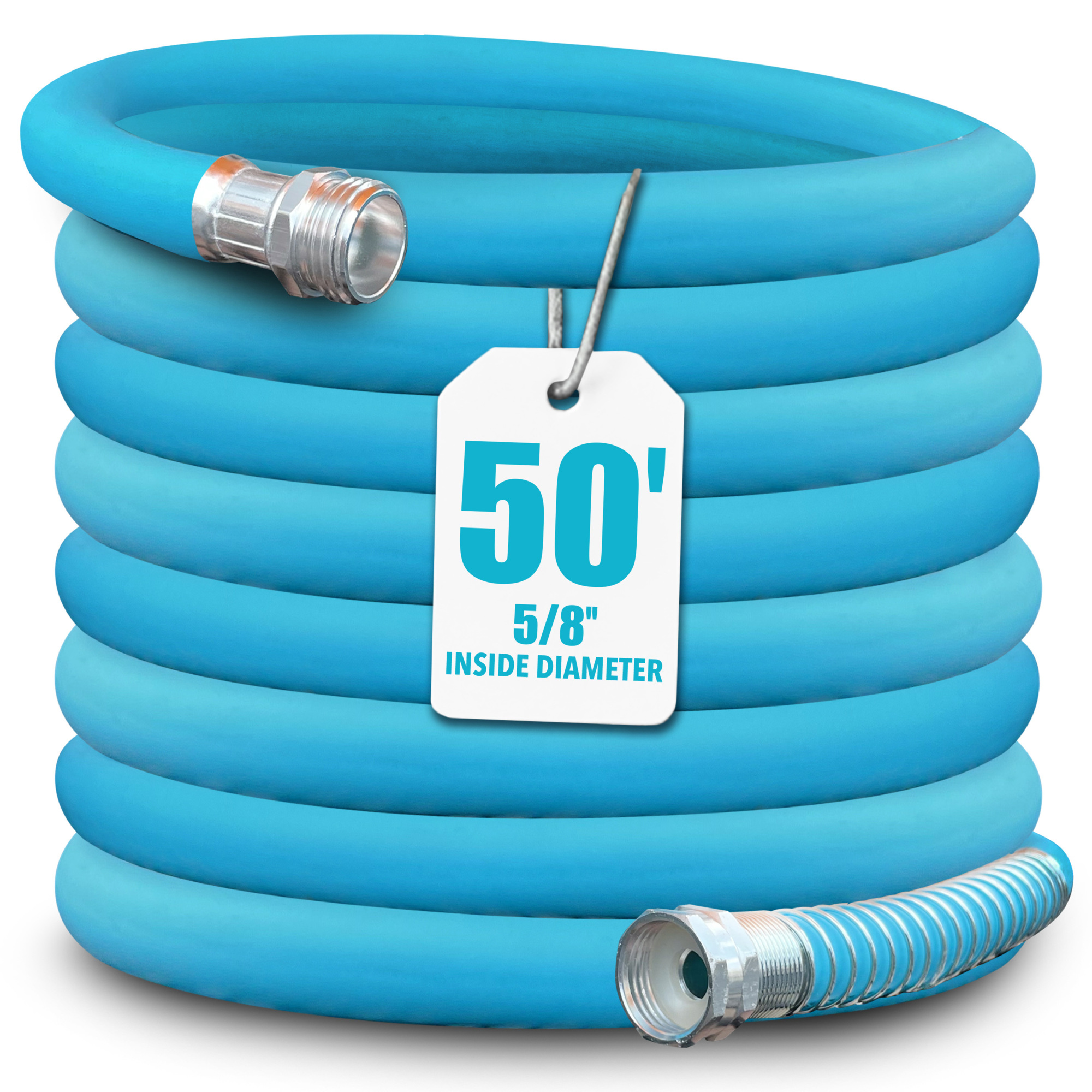 Aqua Joe Hybrid Polymer FLEX Garden Hose — 50ft., 5/8in. Diameter, Drinking Water Safe, Abrasion-Resistant, Model# AJPGH50-DWS